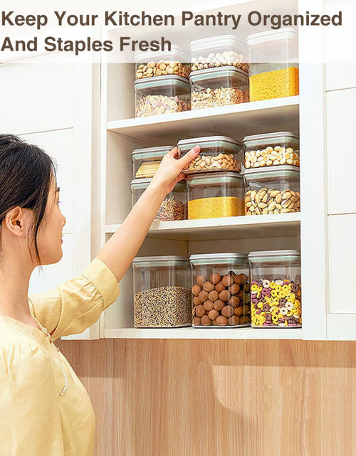 Load image into Gallery viewer, 8 Pcs Pop Container Set, Airtight Food Storage Containers with Lids for Kitchen Pantry, Gray
