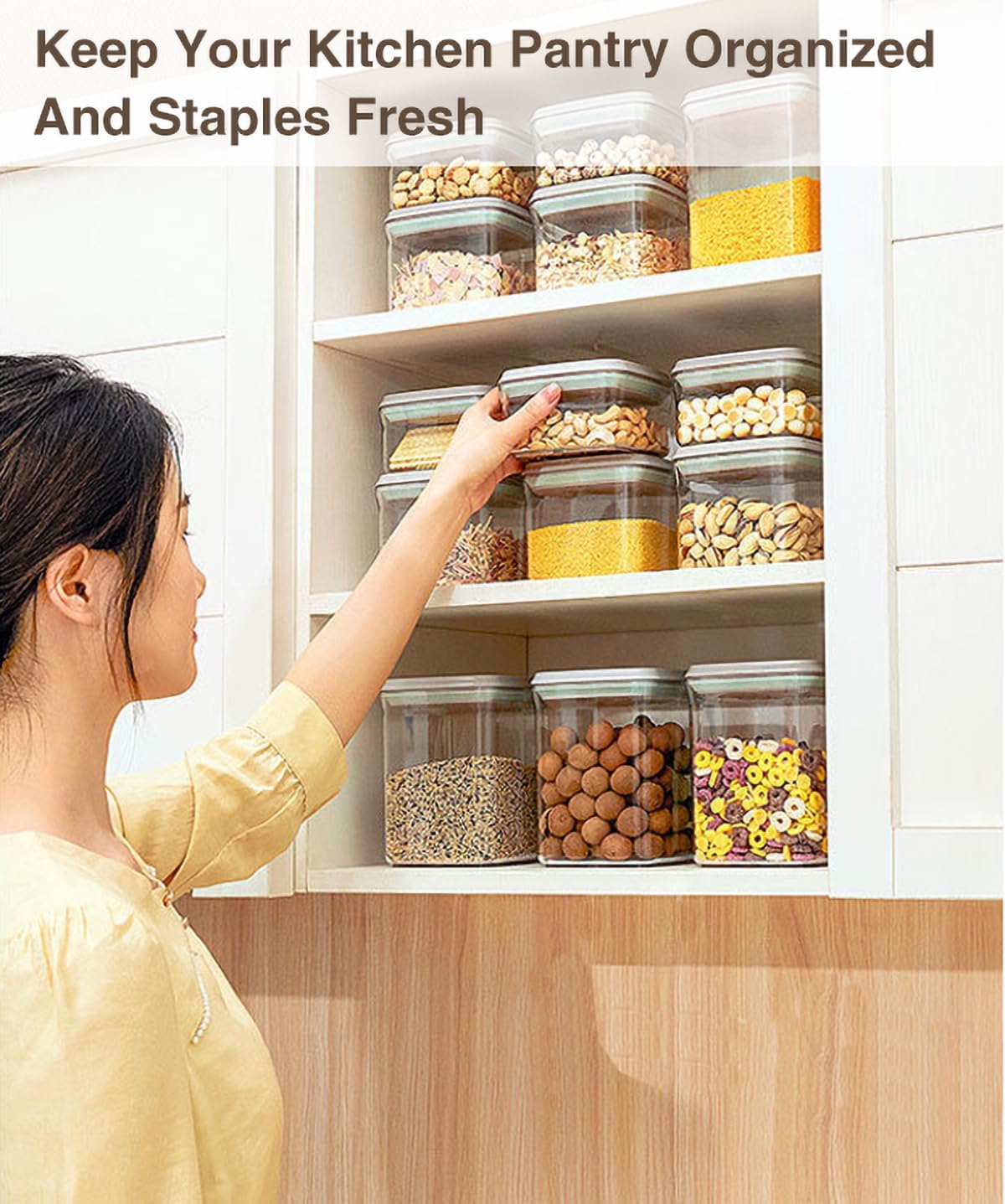 8 Pcs Pop Container Set, Airtight Food Storage Containers with Lids for Kitchen Pantry, Gray
