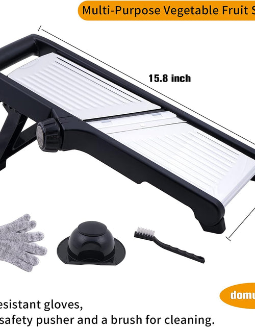 Load image into Gallery viewer, Adjustable Stainless Steel Food Vegetable Potato Onion Slicer French Fry Cutter, Slicer Julienne with Cut-Resistant Gloves
