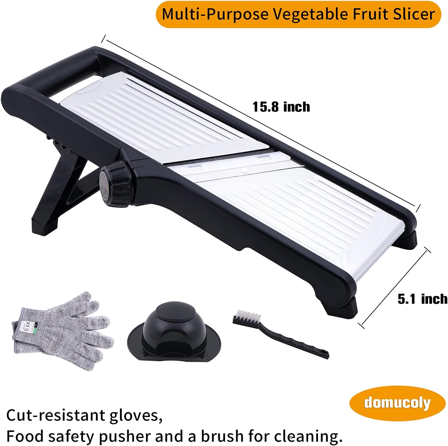 Adjustable Stainless Steel Food Vegetable Potato Onion Slicer French Fry Cutter, Slicer Julienne with Cut-Resistant Gloves
