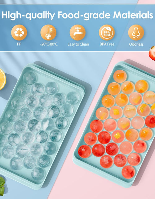 Load image into Gallery viewer, Ice Cube Tray for Freezer with Lid &amp; Bin, 0.8&quot;x66 Round Ice Cube Mold with Container (2 Trays 1 Ice Bucket &amp; Scoop)
