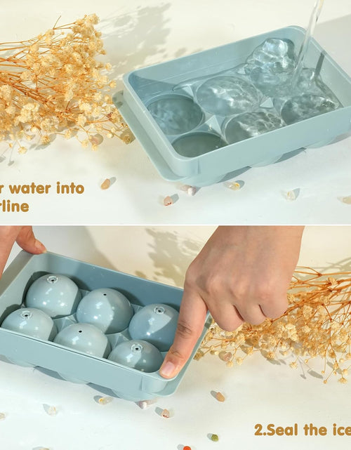 Load image into Gallery viewer, Large Ice Cube Molds with Lid&amp;Bin, 2Inch Whiskey Ice Mold for Space-saving, 2Pack
