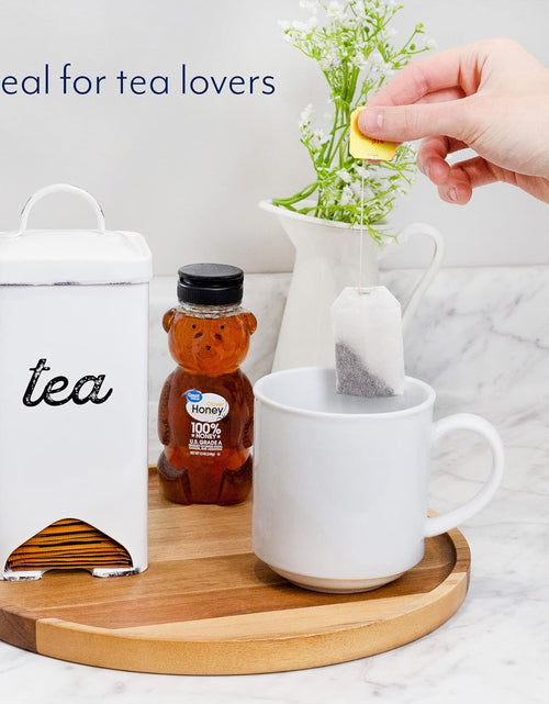 Load image into Gallery viewer, Enamelware Tea Bag Caddy Dispenser for Wrapped Individual Tea Sachets, White

