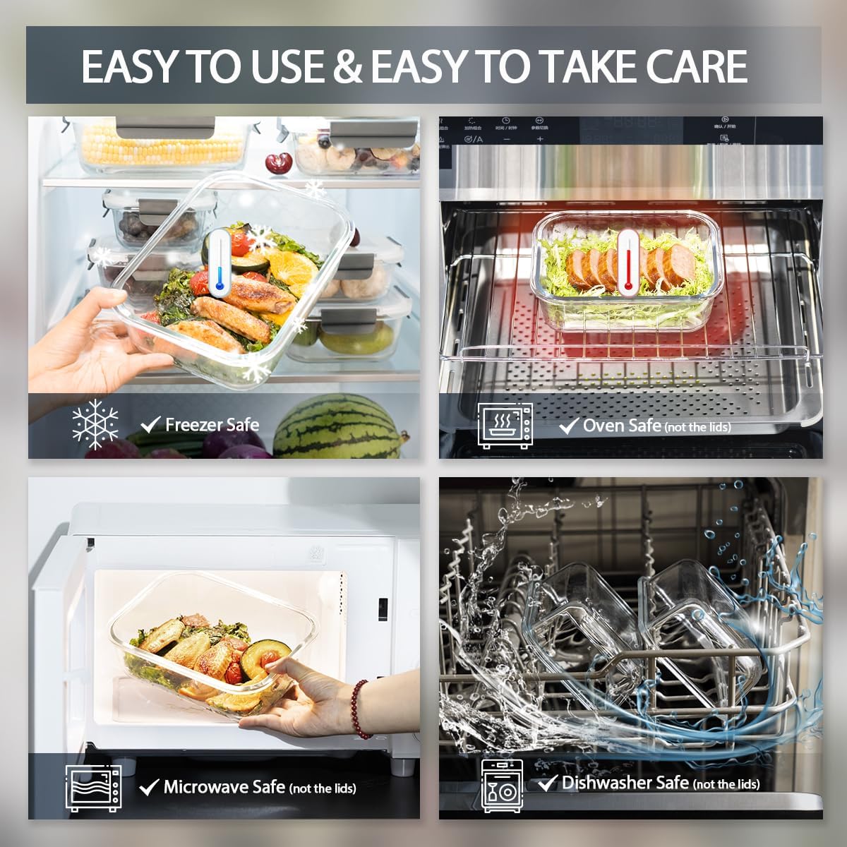 Glass Meal Prep Containers for Lunch Food Storage with Lids,  BPA Free（20 Pieces）