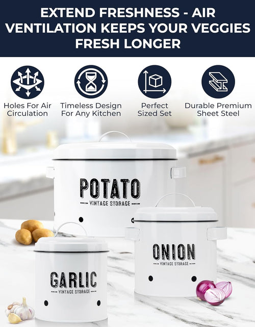 Load image into Gallery viewer, Potato Storage For Pantry, Canister Sets for the Kitchen Counter, Potatoes Storage, White
