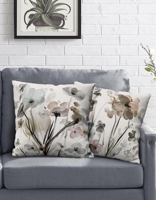 Load image into Gallery viewer, Set of 2, Flowers Pillow Cushion Cases, Modern Decorative Square Pillowcases
