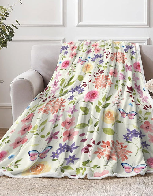 Load image into Gallery viewer, Pink Butterfly Throw Blanket Soft Cozy Warm Plush Fleece Flannel Blanket, 60 x 50 inches
