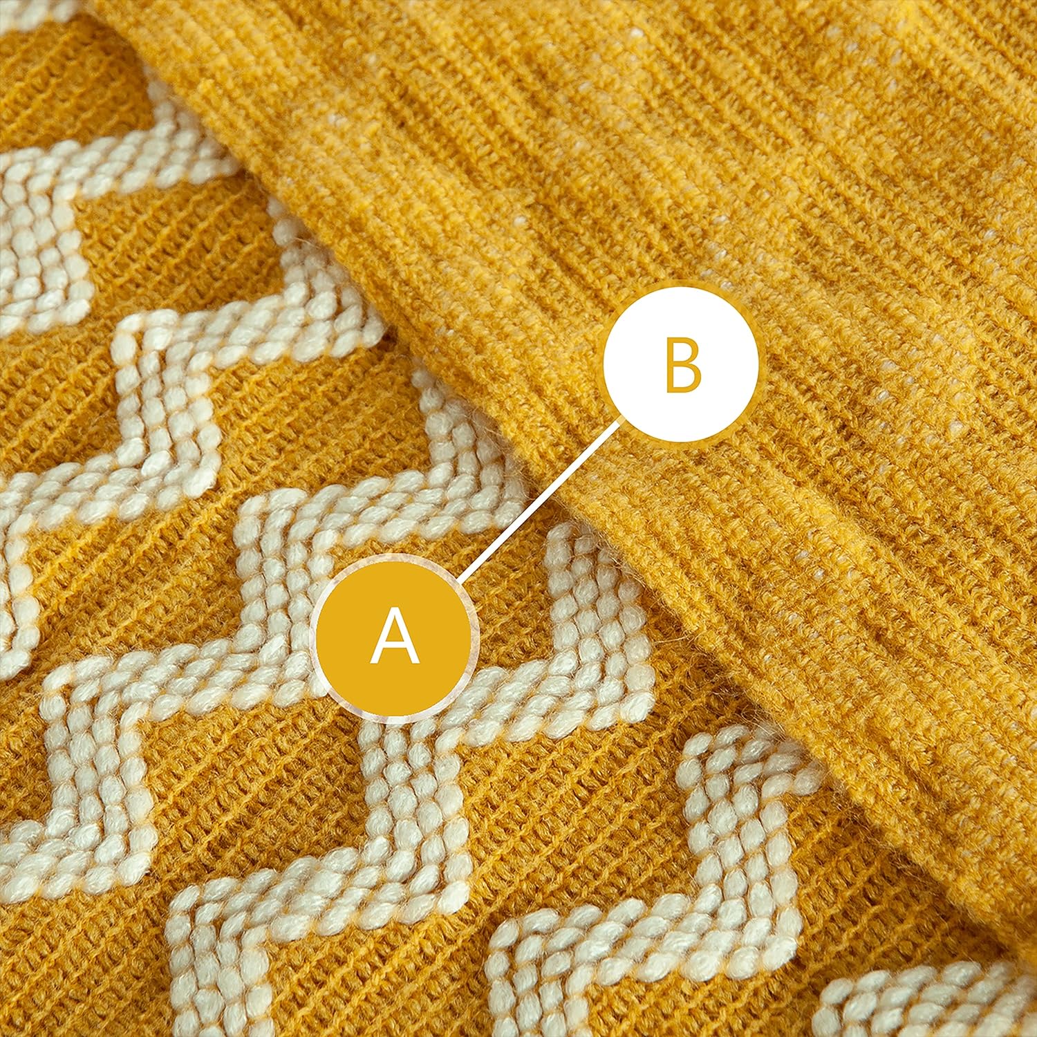 Acrylic Knitted Throw Blanket, Lightweight and Soft Cozy Decorative Woven Blanket with Tassels, 51x67 Inches, Mustard Yellow