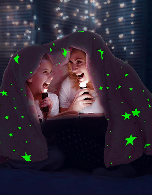 Load image into Gallery viewer, Glow in The Dark Blanket Girls Pink Star Blanket Fleece Blanket, Pink Star
