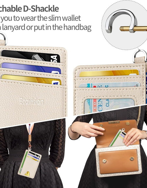 Load image into Gallery viewer, Slim Minimalist Front Pocket Wallet, RFID Blocking Credit Card Holder Wallet with Detachable D-Shackle, Beige
