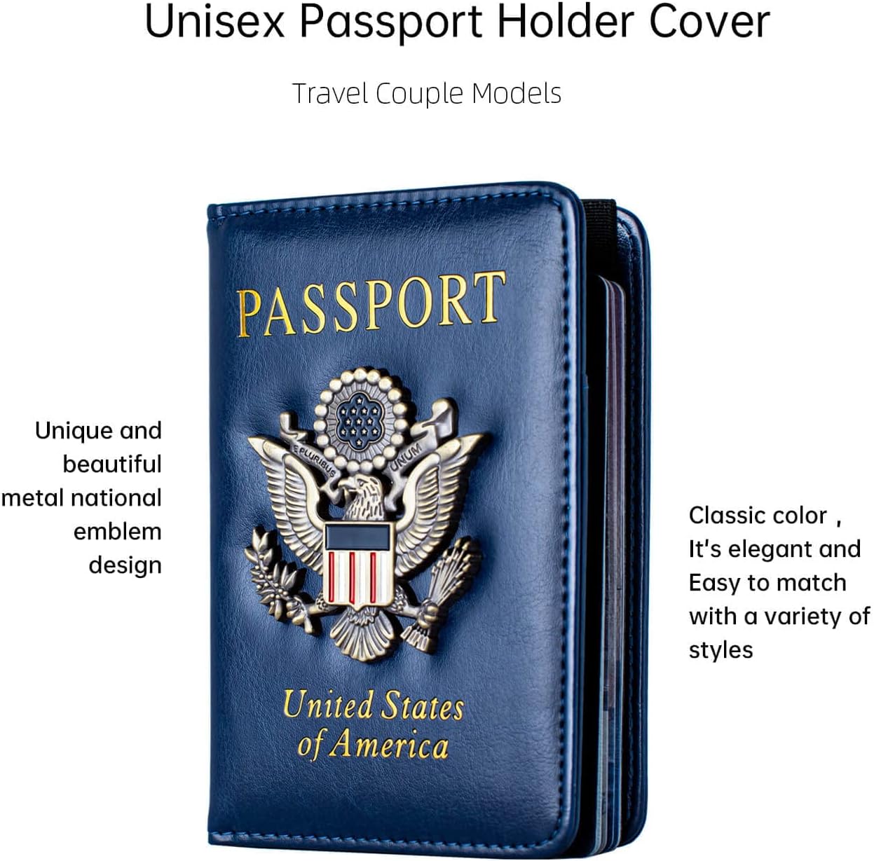 Passport Holder and Card Slot Combo RFID Blocking Leather Travel Passport Wallet, Blue