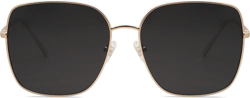 Load image into Gallery viewer, Trendy Oversized Square Metal Frame Sunglasses for Women Men Flat Mirrored Lens UV Protection, Gold Grey

