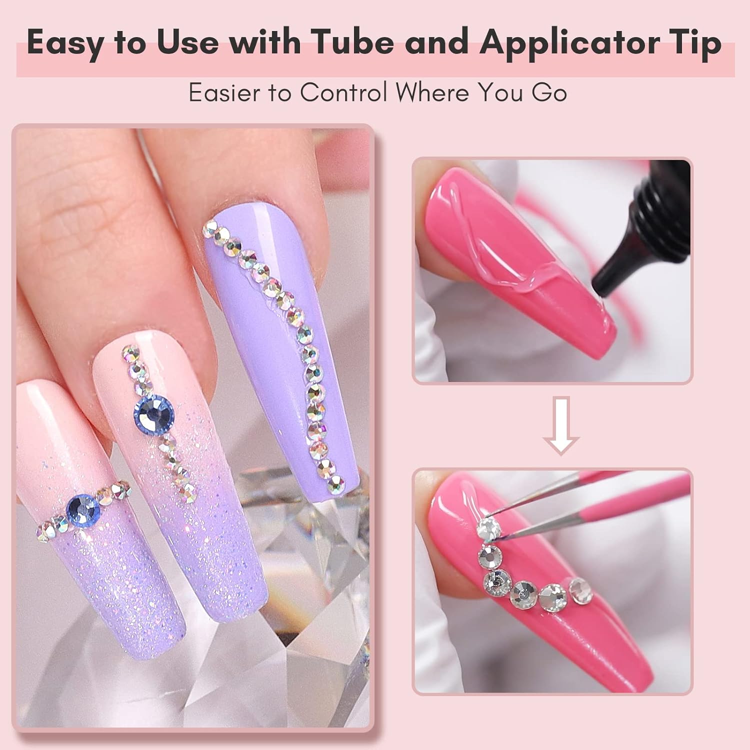 Nail Rhinestone Glue for Nails, Super Strong Gel Nail Glue for Nail Charm 3D Nails Bling