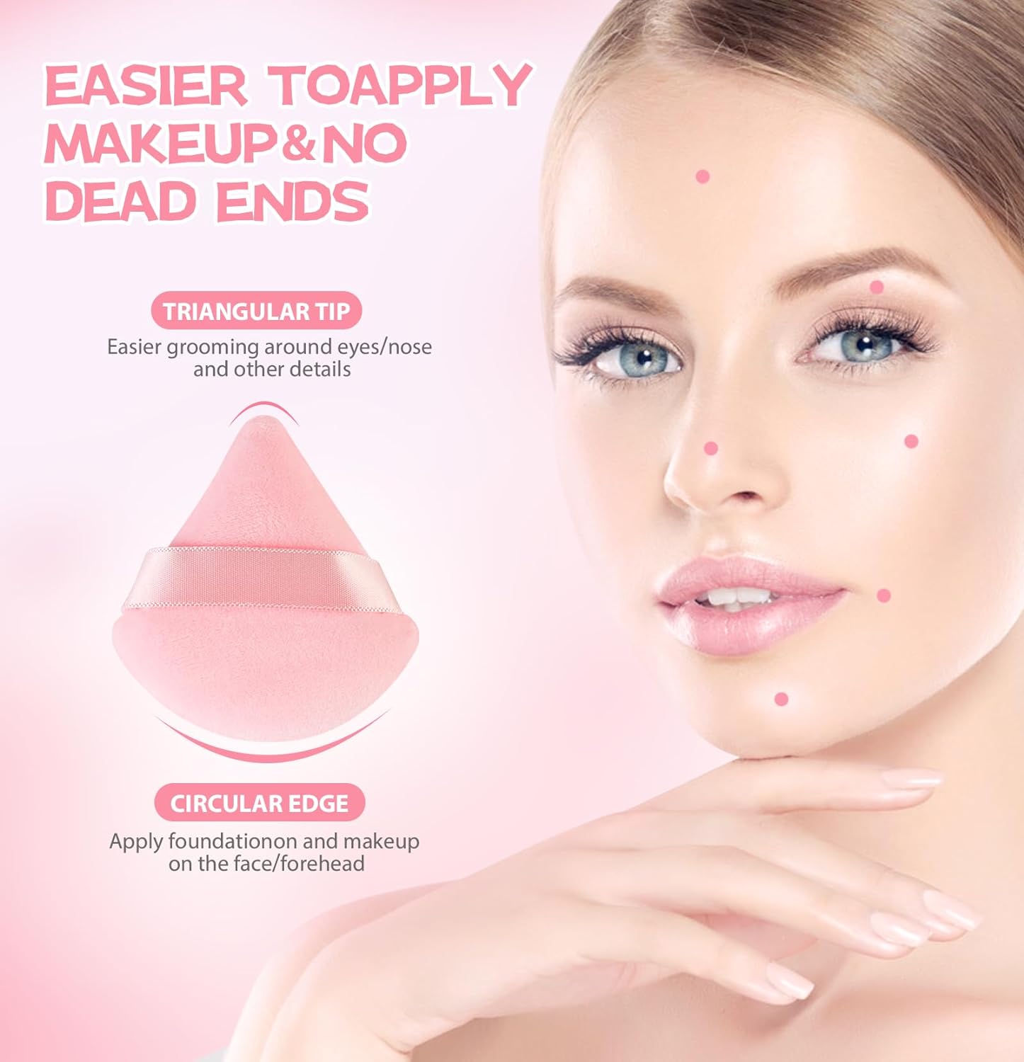 8 Pieces Triangle Powder Puff Face Soft Triangle Makeup Puff Velour Cosmetic Foundation Blender Sponge