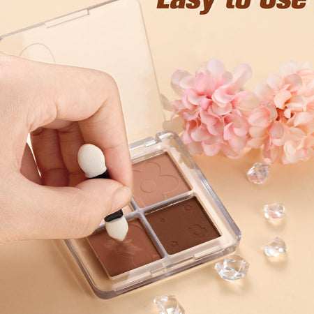 50pcs Disposable Eyeshadow Brush with A Container Sponge Makeup Applicators Cosmetic Tool Dual Sides Eye Shadow Brush