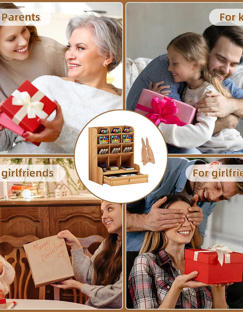 Load image into Gallery viewer, Wooden Desk Organizer, Multi-Functional DIY Pen Holder Storage Box Desktop Stationary
