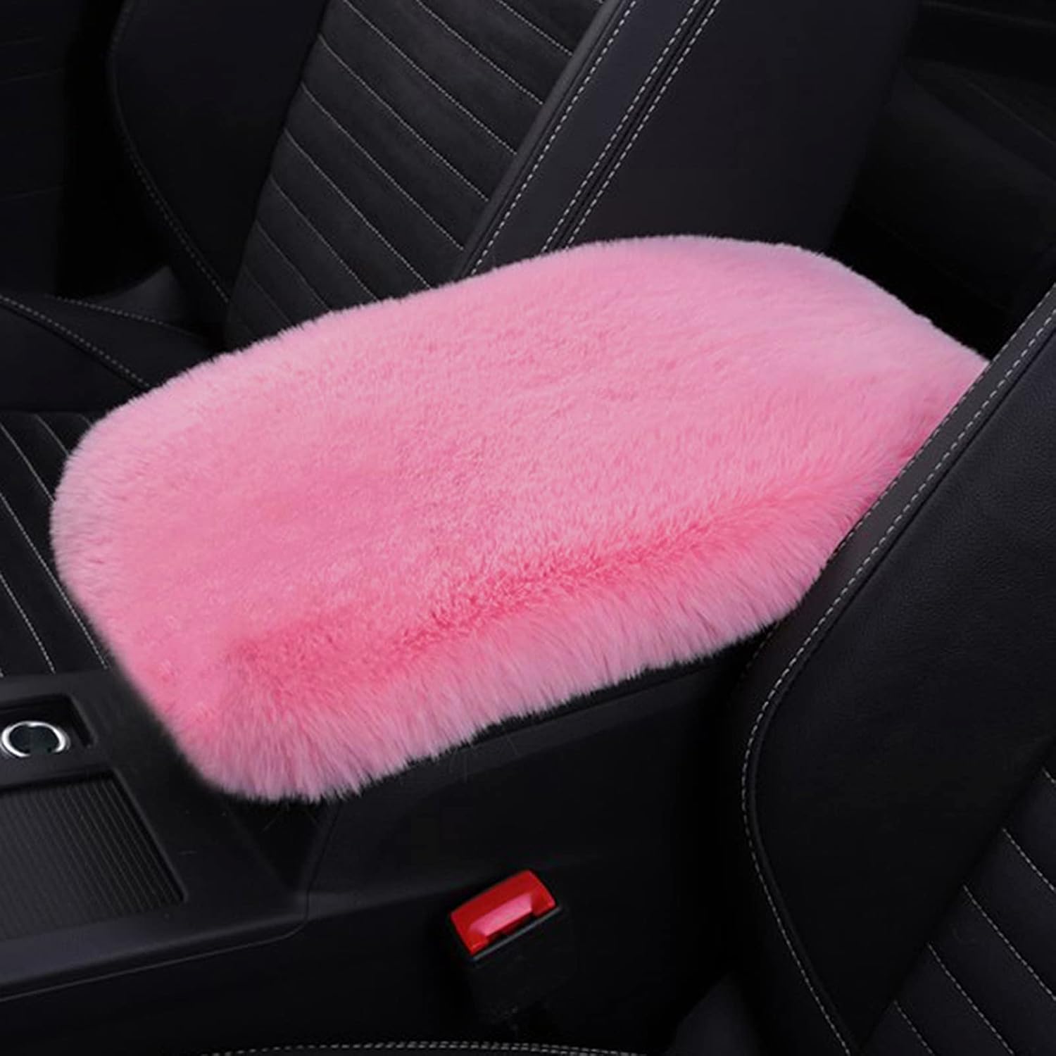 6pcs/Set Soft Fluffy Faux Wool Steering Wheel Cover & Seatbelt Shoulder