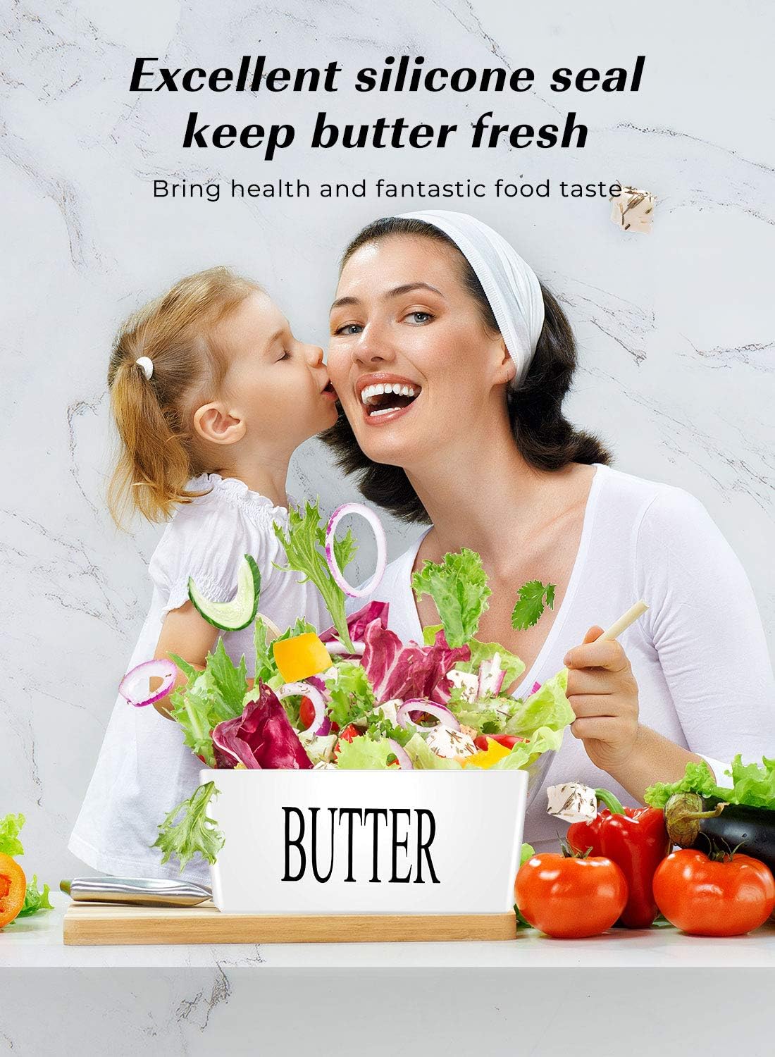 Butter Dish with Lid, Large Ceramic Butter Storage