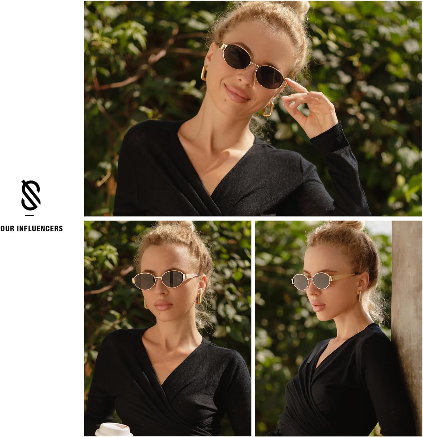 Retro Oval Sunglasses for Women Men Trendy Sun Glasses Classic Shades UV400 Protection (Gold Grey)
