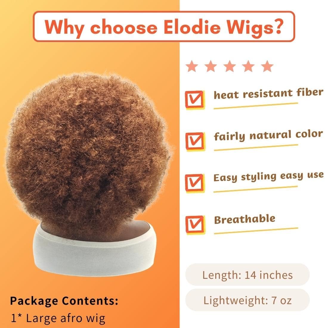 Afro Wigs for Black Women Short Curly Afro Kinky Wig 70s Funny Large Bouncy Fluffy Puff Wigs, Brown