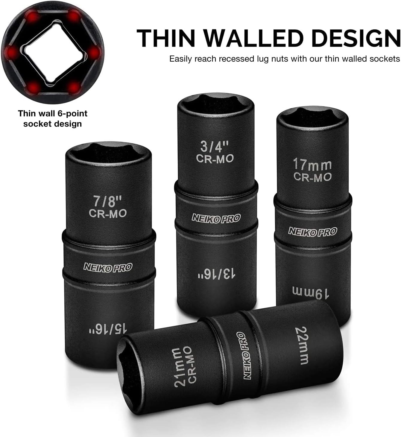 Impact Lug Nut Socket Set 1/2" Drive Flip Socket Set,4 PCS