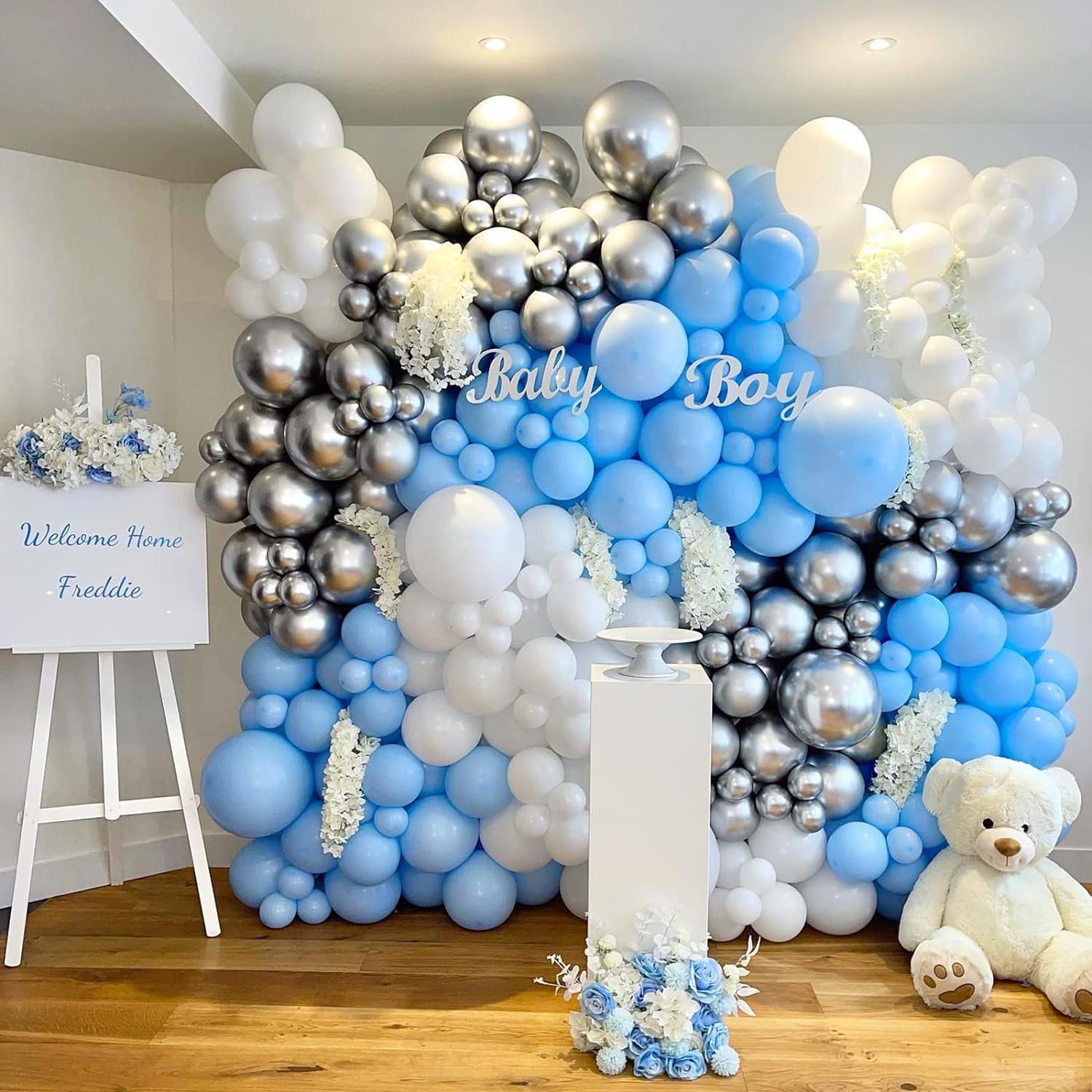 Metallic Sliver Balloon Different Sizes 110 Pcs 18 12 10 5 Inch Chrome Balloon Garland Arch Kit Confetti Balloons