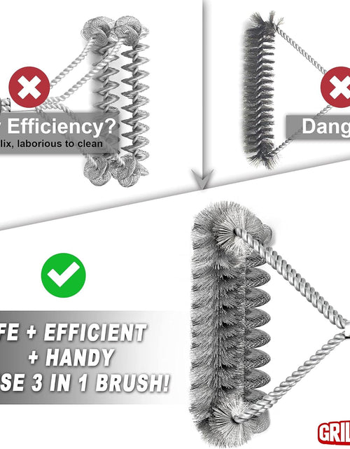 Load image into Gallery viewer, Grill Brush Bristle Free &amp; Wire Combined BBQ Brush, 18&quot; Grill Cleaner Brush for Gas/Porcelain/Charbroil Grates
