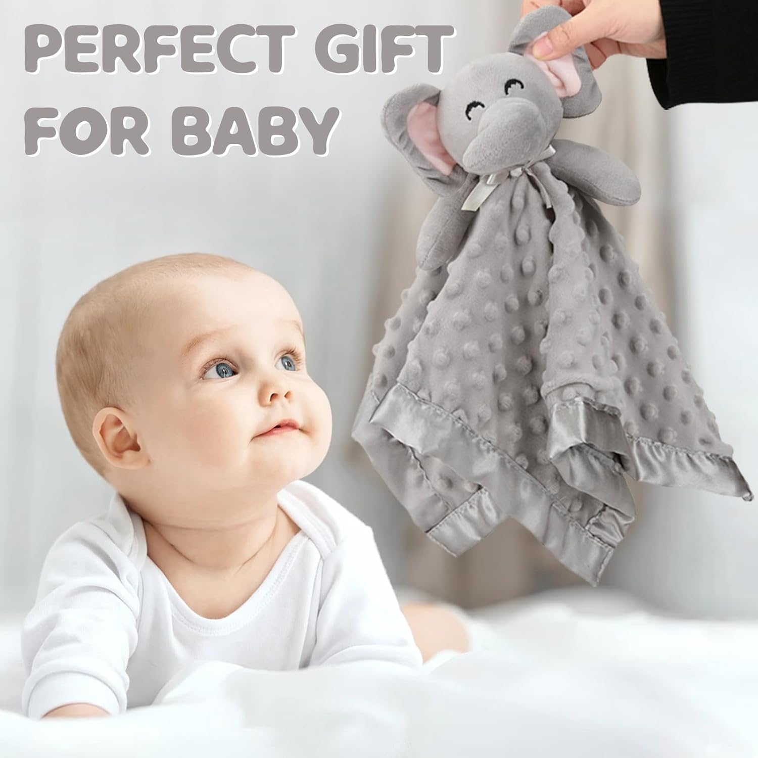 Elephant Security Blanket, Soft Lovey Unisex Lovie Baby Gifts for Newborn Boys and Girls