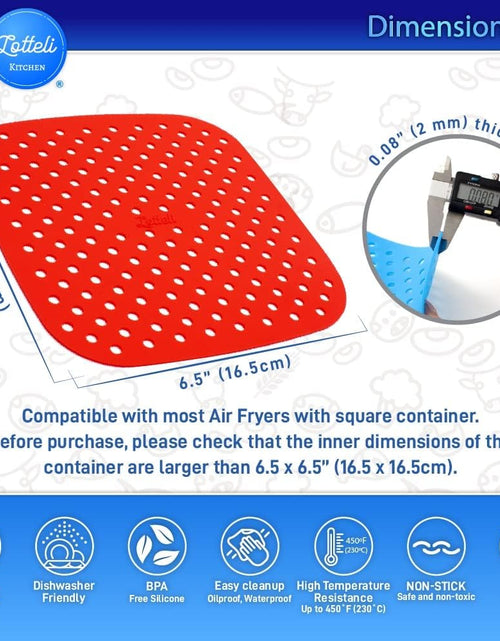 Load image into Gallery viewer, Reusable Silicone Air Fryer Liners with Air Fryer Magnetic Cheat Sheet, Easy Clean Air Fryer Accessories
