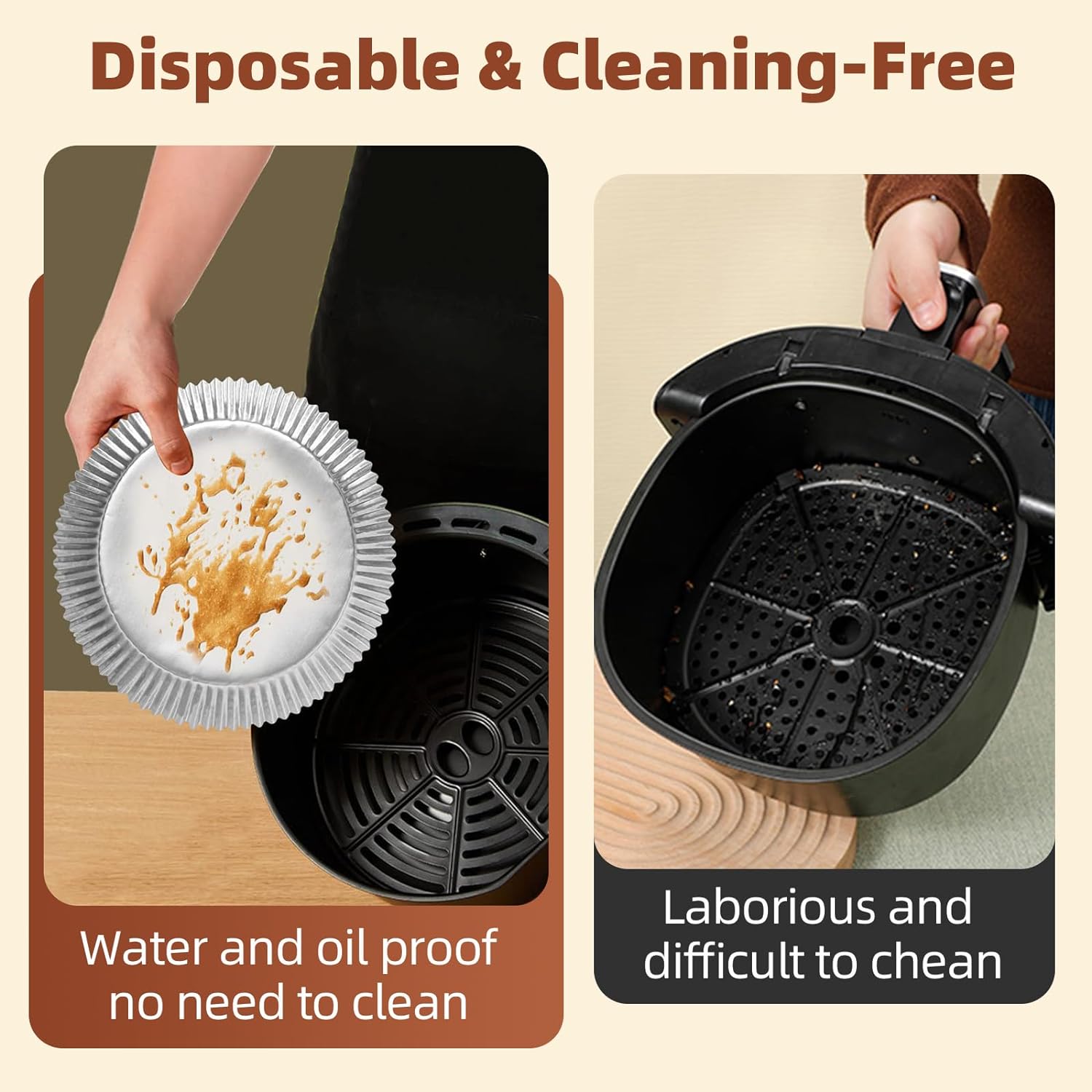 60PCS Non-stick Air Fryer Disposable Paper Liner, Oil-proof Water-proof