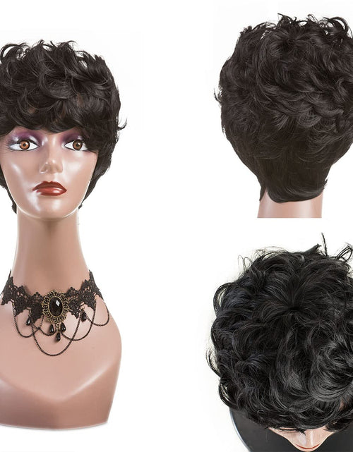 Load image into Gallery viewer, Pixie Cut Wig Natural Black Short Wigs for Black Women Short Wavy Hair
