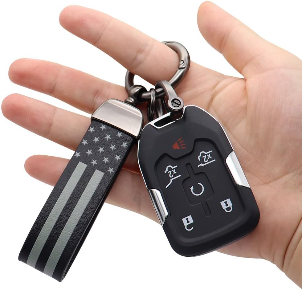 American USA Flag Car Keychain with Zinc Alloy Ring Fit for Truck, Ford, Jeep, Men Car Accessories