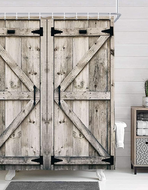 Load image into Gallery viewer, Rustic Wooden Vintage Farmhouse Wooden Country Barn Door Shower Curtain,  60X70in
