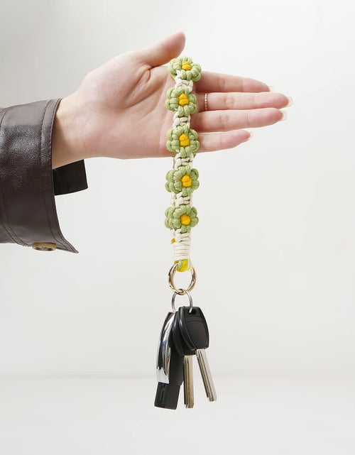 Load image into Gallery viewer, Handmade Keychain Wristlet Key Chain Wrist Lanyard for Keys, Green
