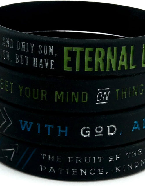 Load image into Gallery viewer, Christian Silicone Wristbands w/Scriptures (Set of 4) - Unisex Bible Verse Jewelry for Men Women Teens

