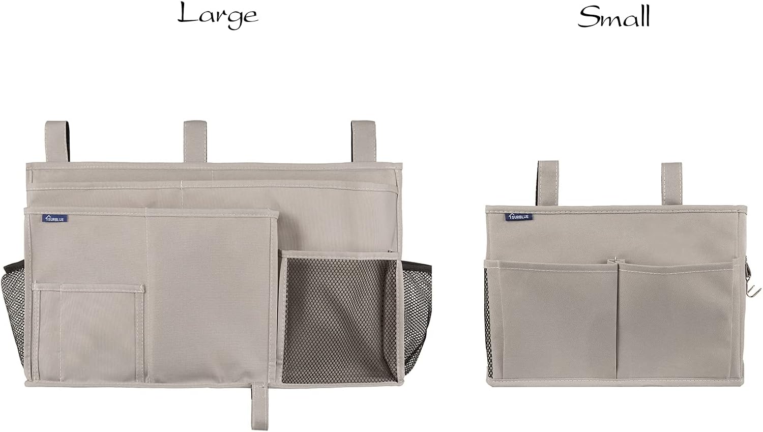 Bedside Caddy Hanging Bed Organizer Storage Bag Pocket for Bunk and Hospital Beds, College Dorm Rooms Baby Bed Rails (Small, Gray)