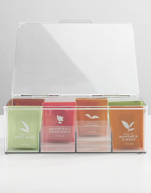 Load image into Gallery viewer, 2 Pack Plastic Stackable Tea Bag Storage Bin Organizer Box Holder with Lid for Kitchen Cabinets
