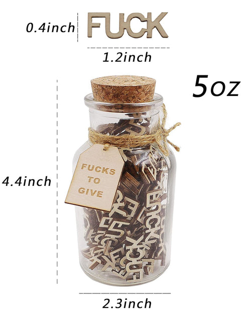 Load image into Gallery viewer, Jar of Fucks (5oz) - Gift Jar, Wooden Cutout Letter Piece, Bad Mood Vent, Spoof Birthday, Holiday Gift to Friend - Funny Gift for Valentine&#39;s Day
