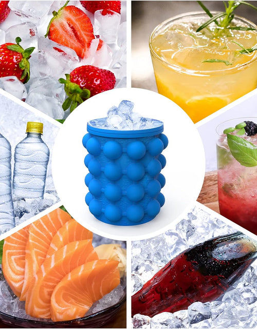 Load image into Gallery viewer, Ice Cube Mold Ice Trays, Large Silicone Ice Bucket, (2 in 1) Ice Cube Maker, Round,Portable (Dark blue)
