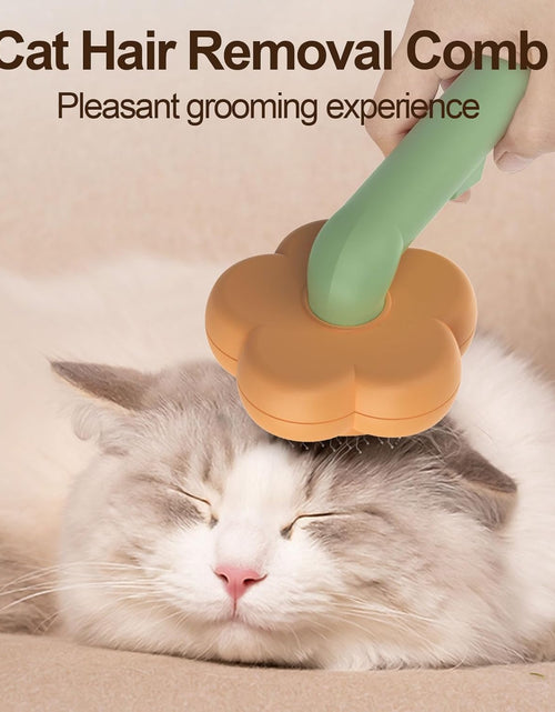 Load image into Gallery viewer, Pet Grooming Brush Cat Deshedding Brush, Self-Cleaning Slicker Cat Brushes ,Orange+Green
