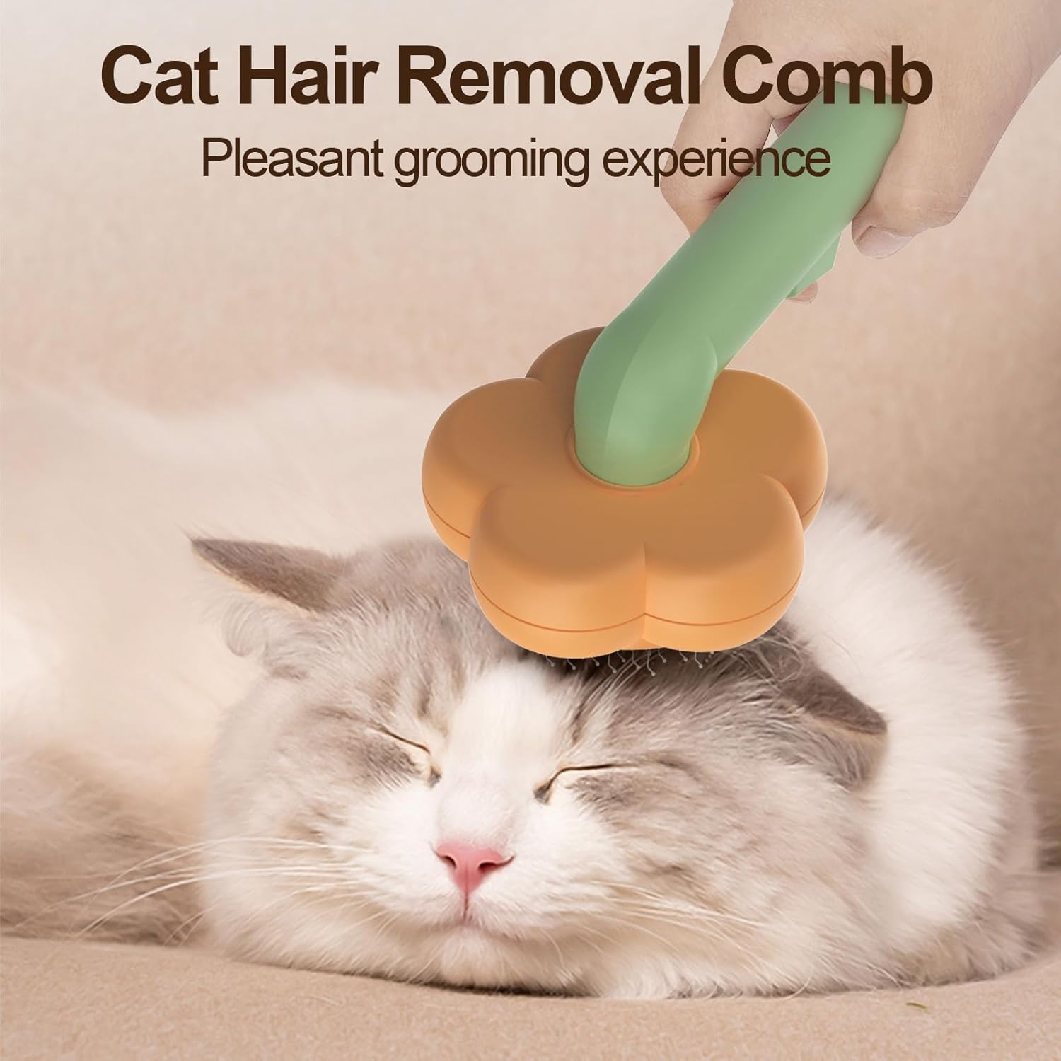 Pet Grooming Brush Cat Deshedding Brush, Self-Cleaning Slicker Cat Brushes ,Orange+Green