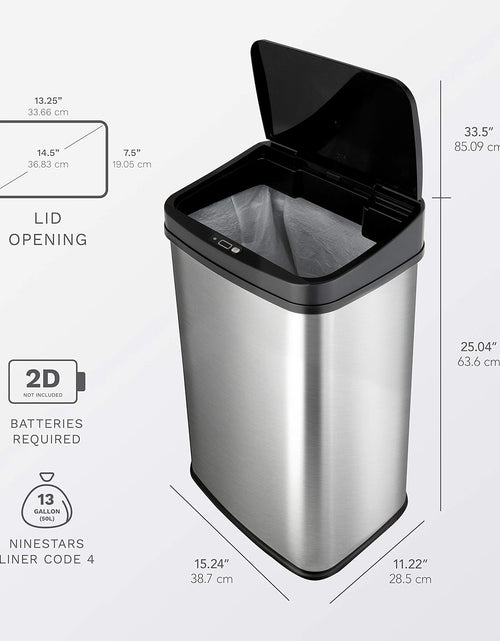 Load image into Gallery viewer, Automatic Touchless Motion Sensor Rectangular Trash Can, 13 Gal, Black Trim
