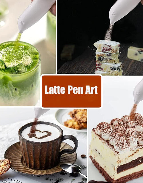 Load image into Gallery viewer, Latte Art Pen, White Spice Pen Electric Coffee Pen for Latte &amp; Food DIY, Cocoa Powder, Ground Sugar (White)

