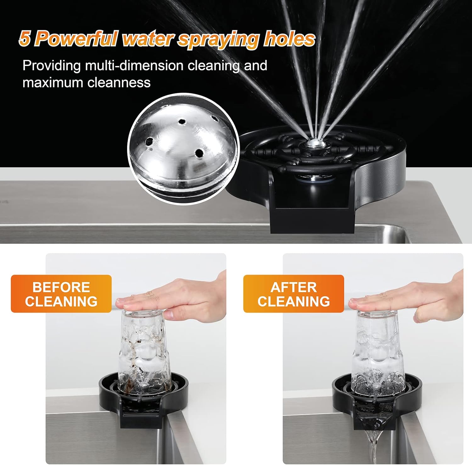 Glass Rinser,Kitchen Aink Faucet Bottle Washer, Cleaner Accessories