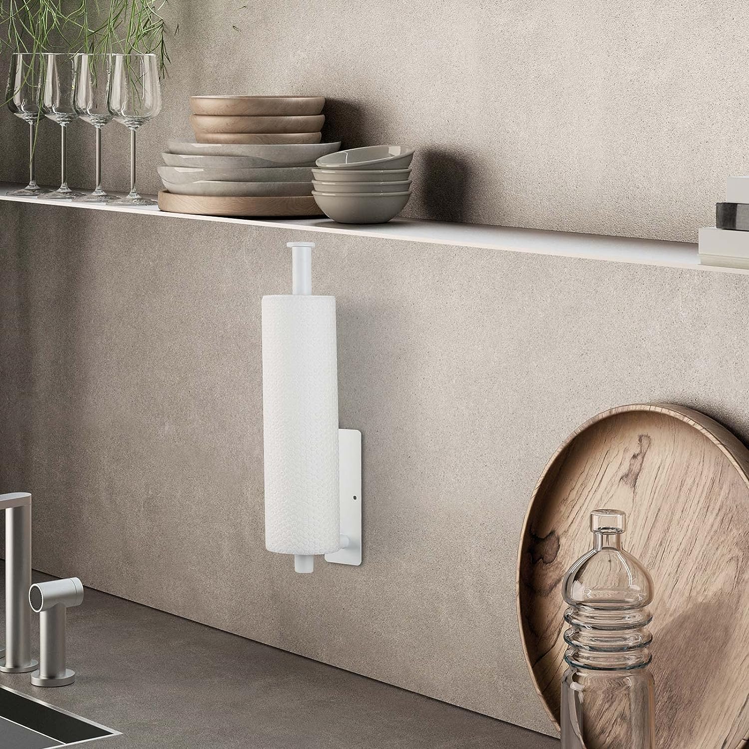 Paper Towel Holder Under Cabinet, Self Adhesive Wall Mount Paper Towel Holder