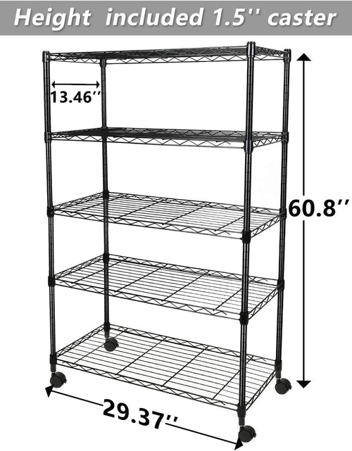 Load image into Gallery viewer, 5-Shelf Shelving Unit 1250Lb Capacity, 29.92&quot; D x 13.98&quot; W x 62.99&quot; H, 5 Tier, Black

