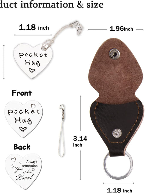Load image into Gallery viewer, Pocket Hug Token,Long Distance Gifts Keepsake,Double Sided Inspirational Thinking of you Gift with Leather Keychain (You Are Loved)

