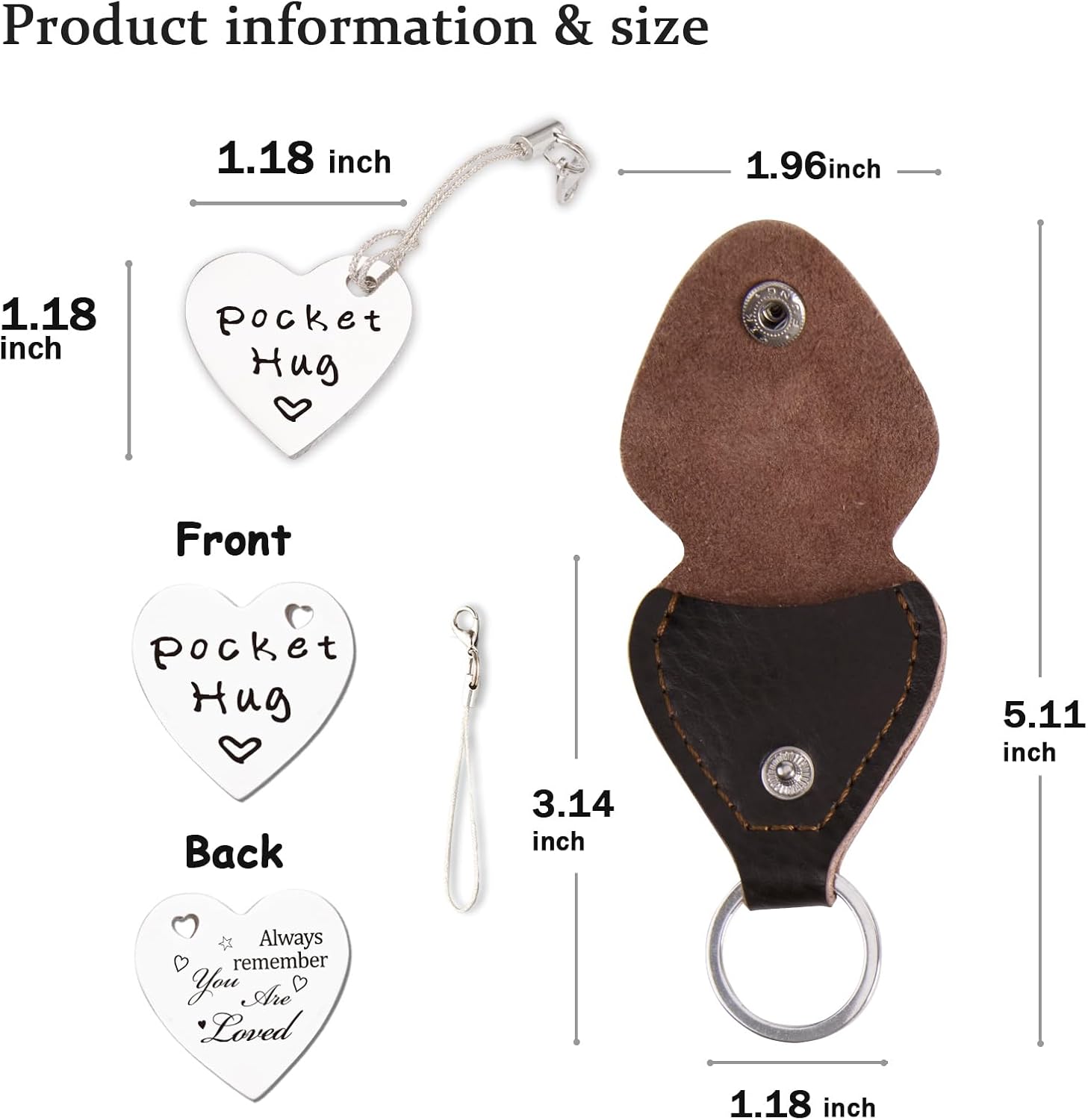 Pocket Hug Token,Long Distance Gifts Keepsake,Double Sided Inspirational Thinking of you Gift with Leather Keychain (You Are Loved)