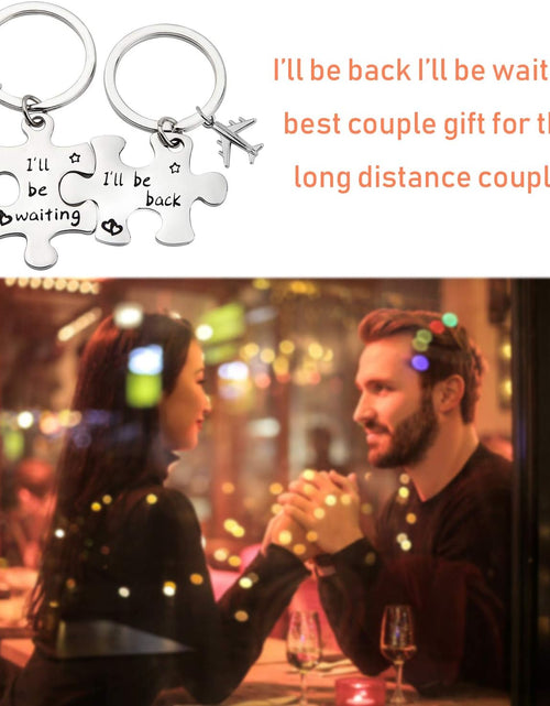 Load image into Gallery viewer, Birdgot Puzzle Keychain Couples Set Long Distance Relationships Gifts For Couples Love Friendship Gift (Silver)
