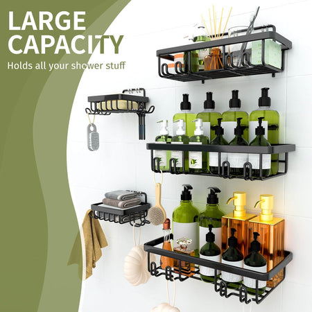 Shower Caddy, Shower Organizer [5-Pack], Adhesive Shower Shelves, No Drilling, Large Capacity Shower Rack